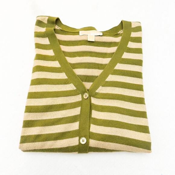 Michael Kors Striped Button Down Cardigan Sweater Long Sleeve Size Large - Picture 5 of 5